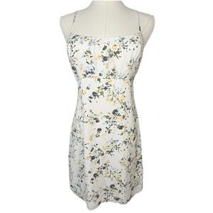 Abercrombie & Fitch Women Mini Dress White Floral Spaghetti Strap Size S Smocked